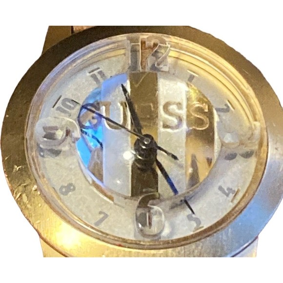 Guess women’s bubble watch with stripes and light brown leather band - Picture 12 of 12